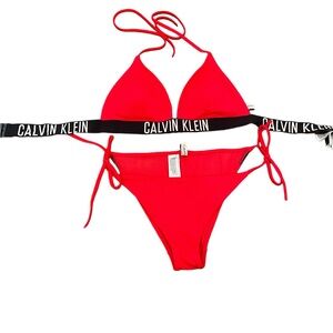 Calvin Klein bright red triangle bikini, new and unworn